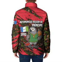 Principe Autonomous Region Padded Jacket with Parrot Cacao and 1995 Flag Design - Wonder Print Shop