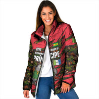 Principe Autonomous Region Padded Jacket with Parrot Cacao and 1995 Flag Design - Wonder Print Shop