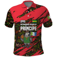 Principe Autonomous Region Polo Shirt with Parrot Cacao and 1995 Flag Design - Wonder Print Shop