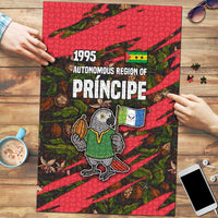 Principe Autonomous Region Puzzle with Parrot Cacao and 1995 Flag Design - Wonder Print Shop