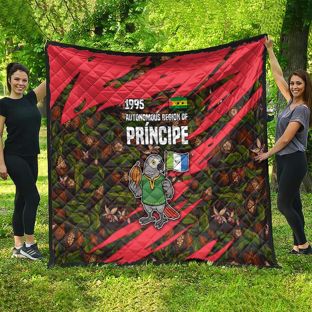 Principe Autonomous Region Quilt with Parrot Cacao and 1995 Flag Design - Wonder Print Shop