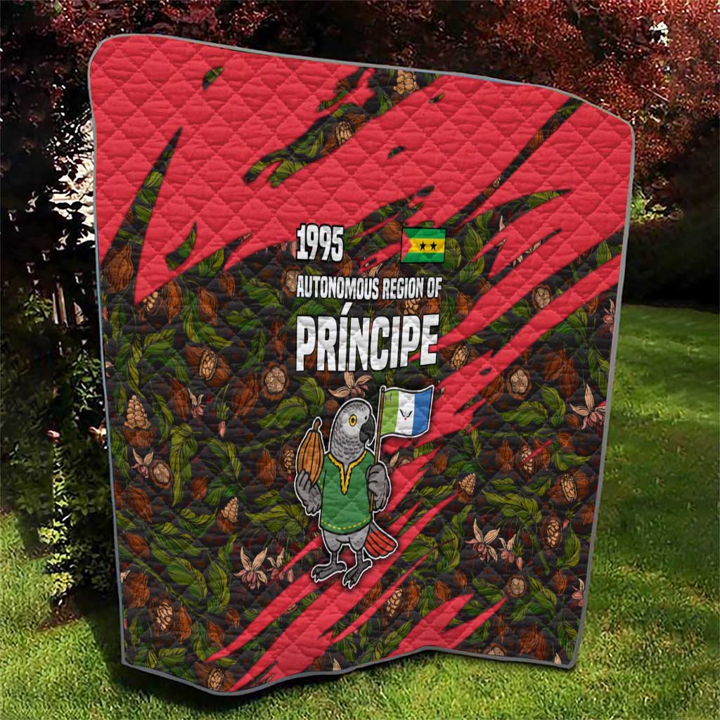 Principe Autonomous Region Quilt with Parrot Cacao and 1995 Flag Design - Wonder Print Shop