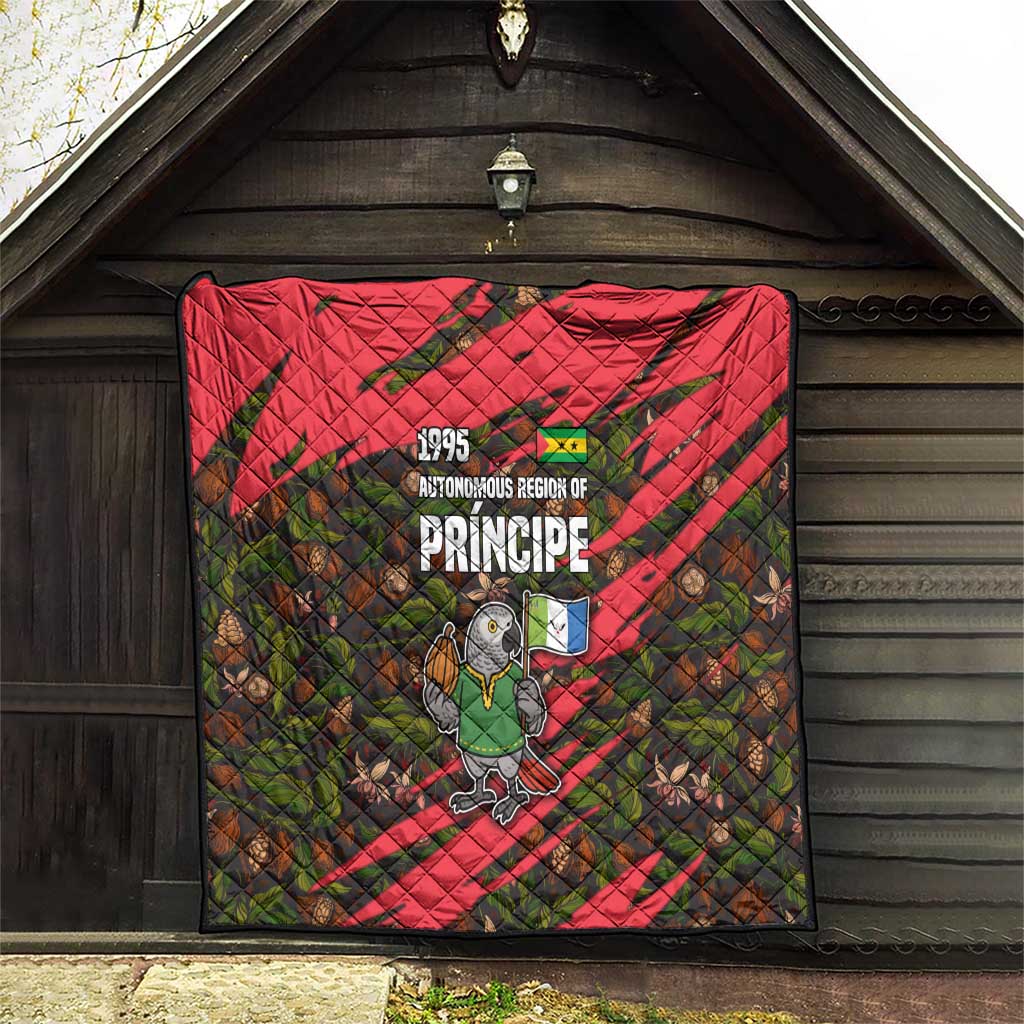 Principe Autonomous Region Quilt with Parrot Cacao and 1995 Flag Design - Wonder Print Shop