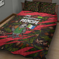 Principe Autonomous Region Quilt Bed Set with Parrot Cacao and 1995 Flag Design - Wonder Print Shop