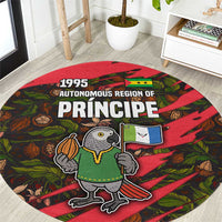 Principe Autonomous Region Round Carpet with Parrot Cacao and 1995 Flag Design - Wonder Print Shop