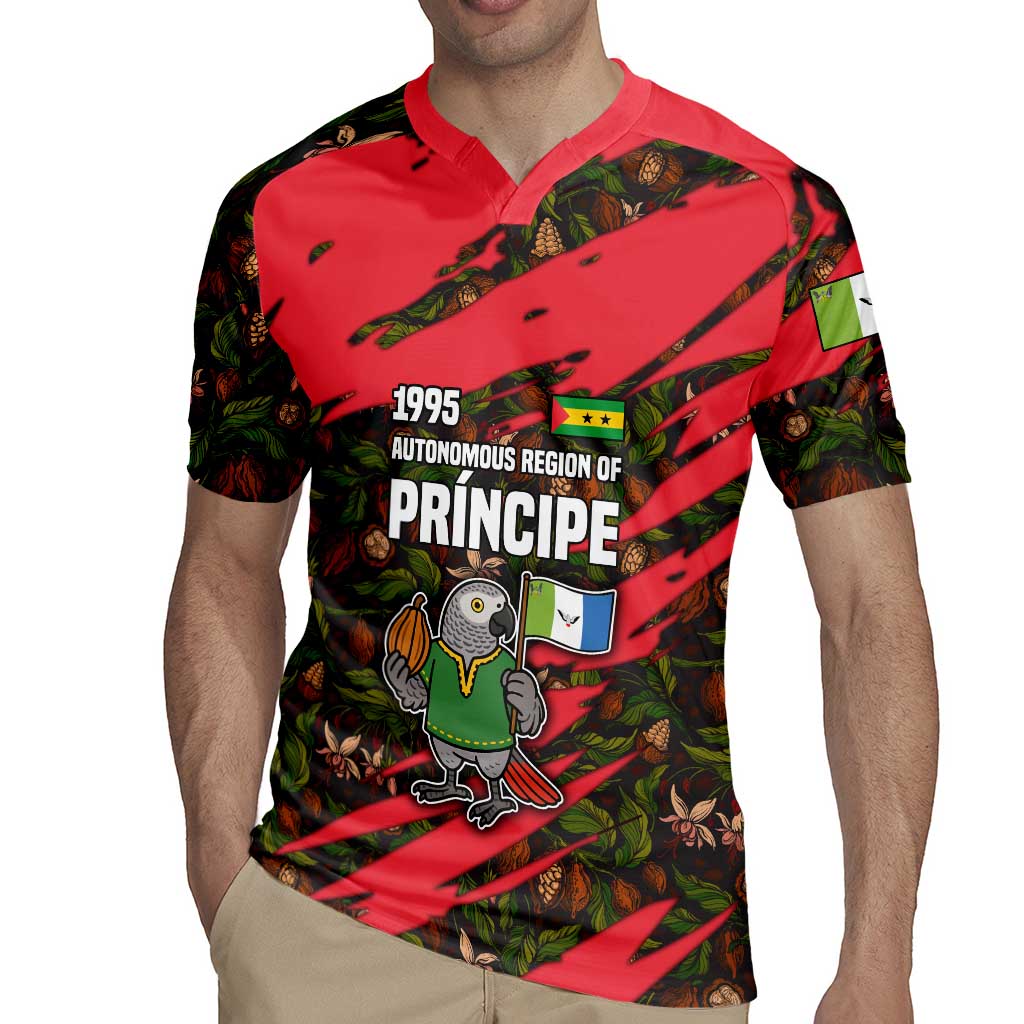 Principe Autonomous Region Rugby Jersey with Parrot Cacao and 1995 Flag Design - Wonder Print Shop