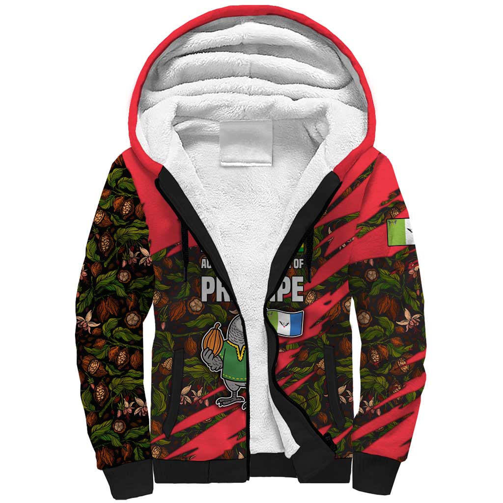 Principe Autonomous Region Sherpa Hoodie with Parrot Cacao and 1995 Flag Design - Wonder Print Shop