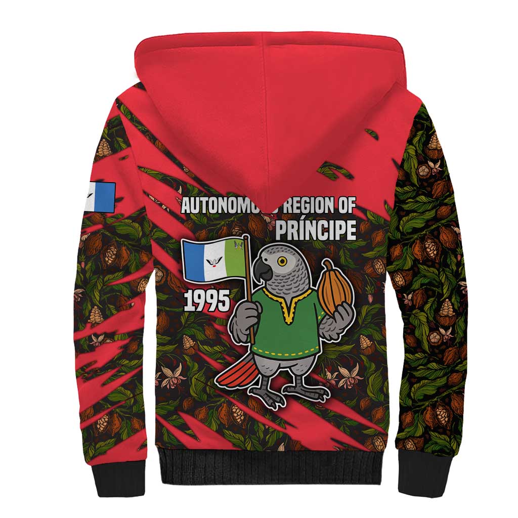 Principe Autonomous Region Sherpa Hoodie with Parrot Cacao and 1995 Flag Design - Wonder Print Shop