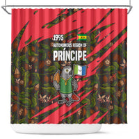 Principe Autonomous Region Shower Curtain with Parrot Cacao and 1995 Flag Design - Wonder Print Shop