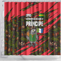 Principe Autonomous Region Shower Curtain with Parrot Cacao and 1995 Flag Design - Wonder Print Shop