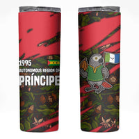 Principe Autonomous Region Skinny Tumbler with Parrot Cacao and 1995 Flag Design - Wonder Print Shop