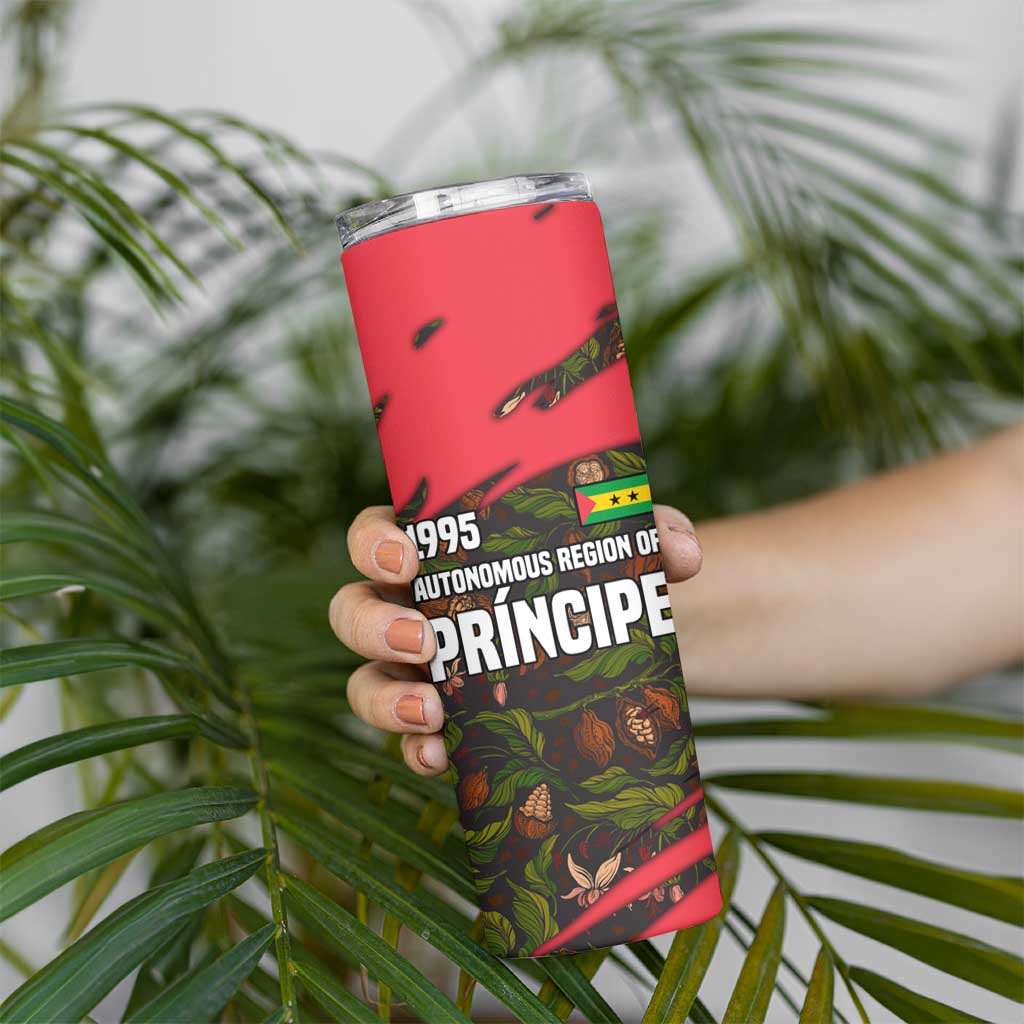 Principe Autonomous Region Skinny Tumbler with Parrot Cacao and 1995 Flag Design - Wonder Print Shop