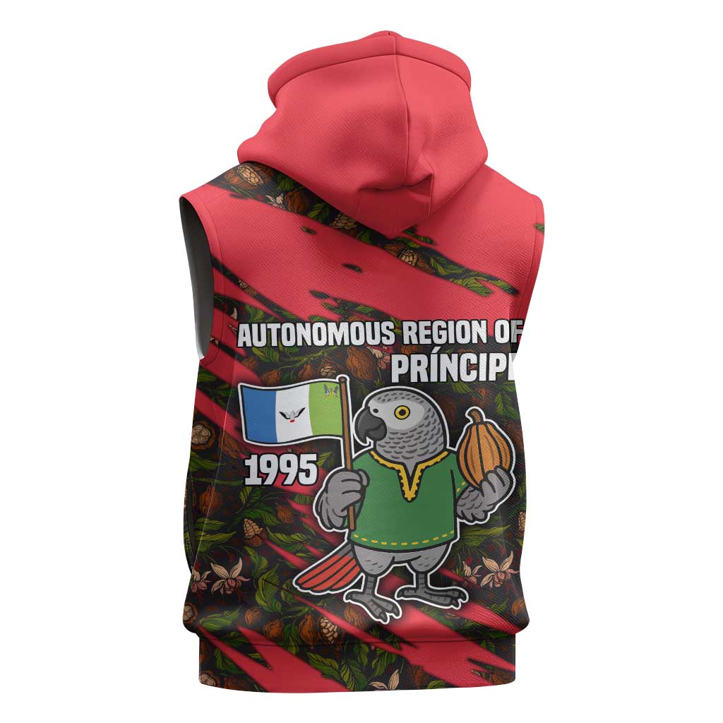 Principe Autonomous Region Sleeveless Hoodie with Parrot Cacao and 1995 Flag Design - Wonder Print Shop