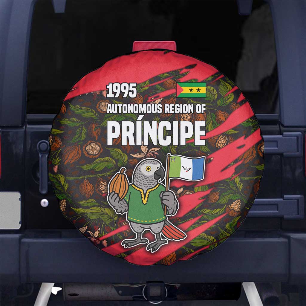 Principe Autonomous Region Spare Tire Cover with Parrot Cacao and 1995 Flag Design - Wonder Print Shop