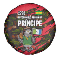 Principe Autonomous Region Spare Tire Cover with Parrot Cacao and 1995 Flag Design - Wonder Print Shop