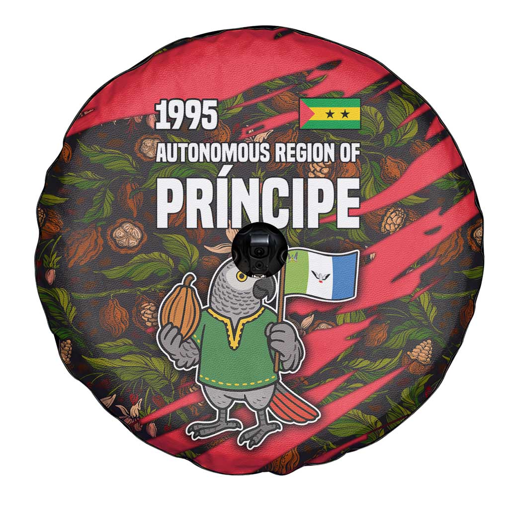 Principe Autonomous Region Spare Tire Cover with Parrot Cacao and 1995 Flag Design - Wonder Print Shop