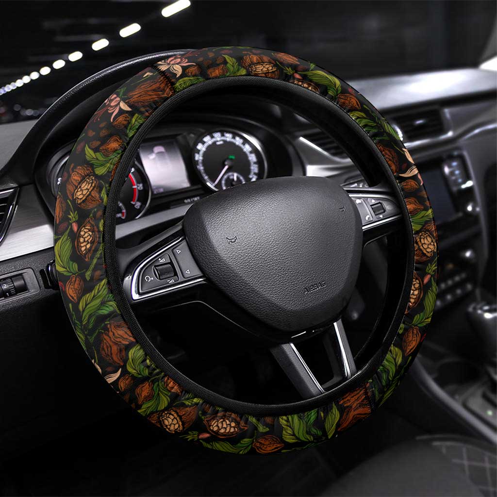 Principe Autonomous Region Steering Wheel Cover with Parrot Cacao and 1995 Flag Design - Wonder Print Shop