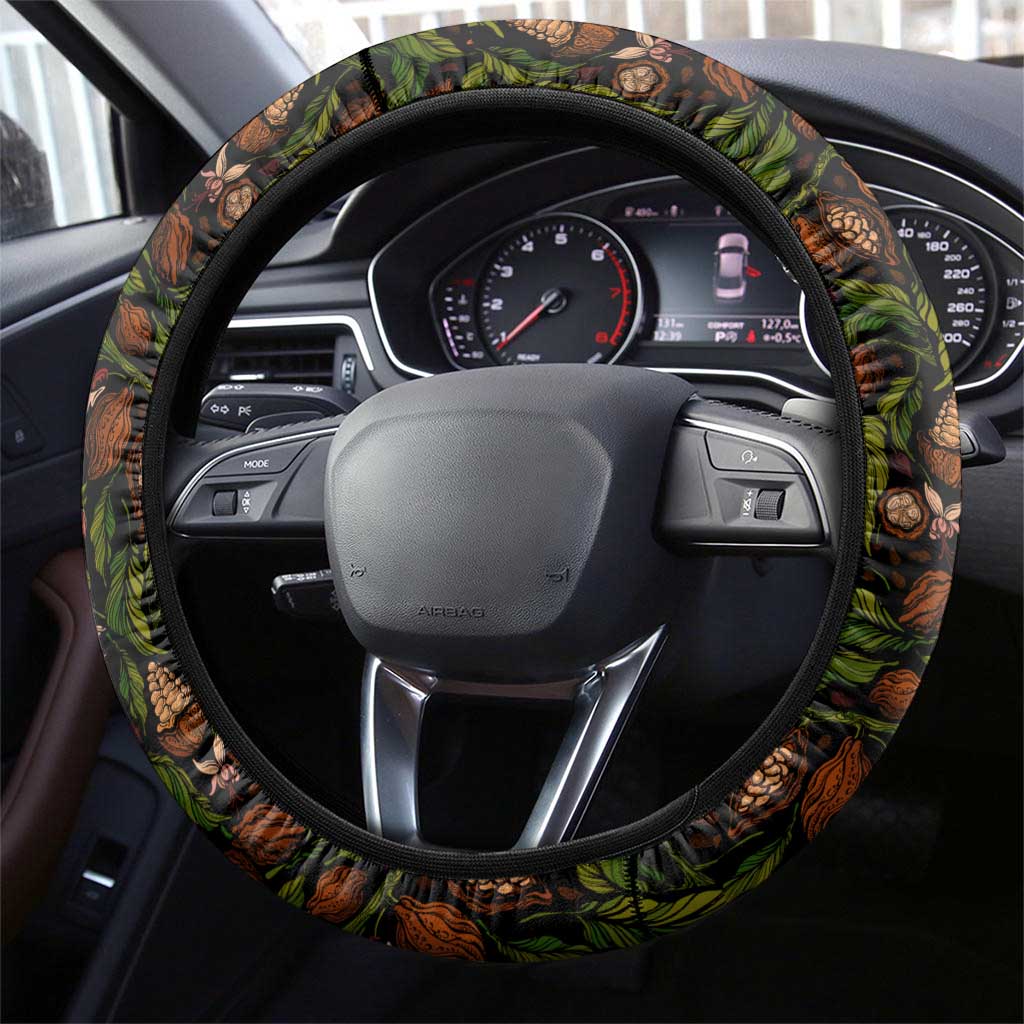Principe Autonomous Region Steering Wheel Cover with Parrot Cacao and 1995 Flag Design - Wonder Print Shop