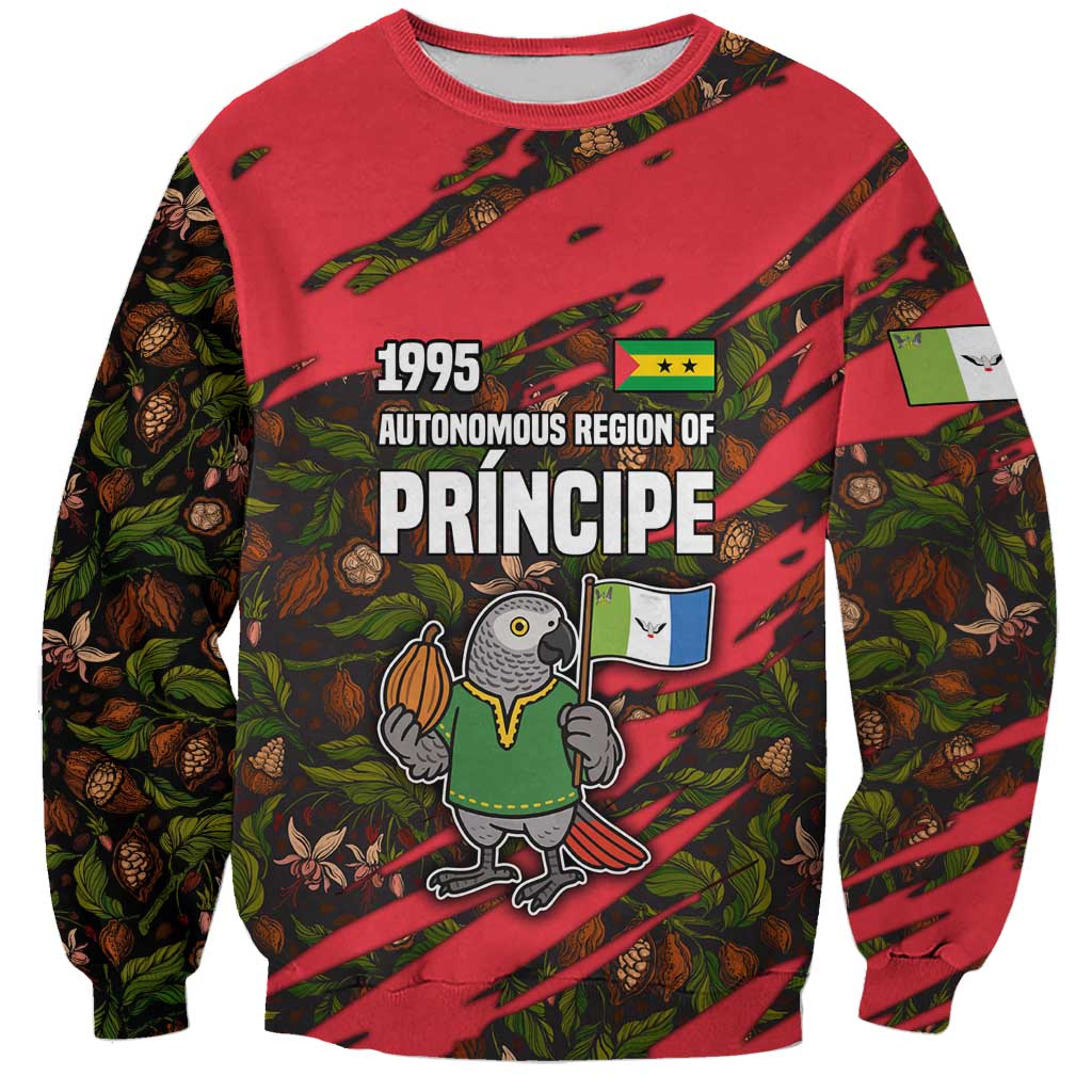 Principe Autonomous Region Sweatshirt with Parrot Cacao and 1995 Flag Design - Wonder Print Shop