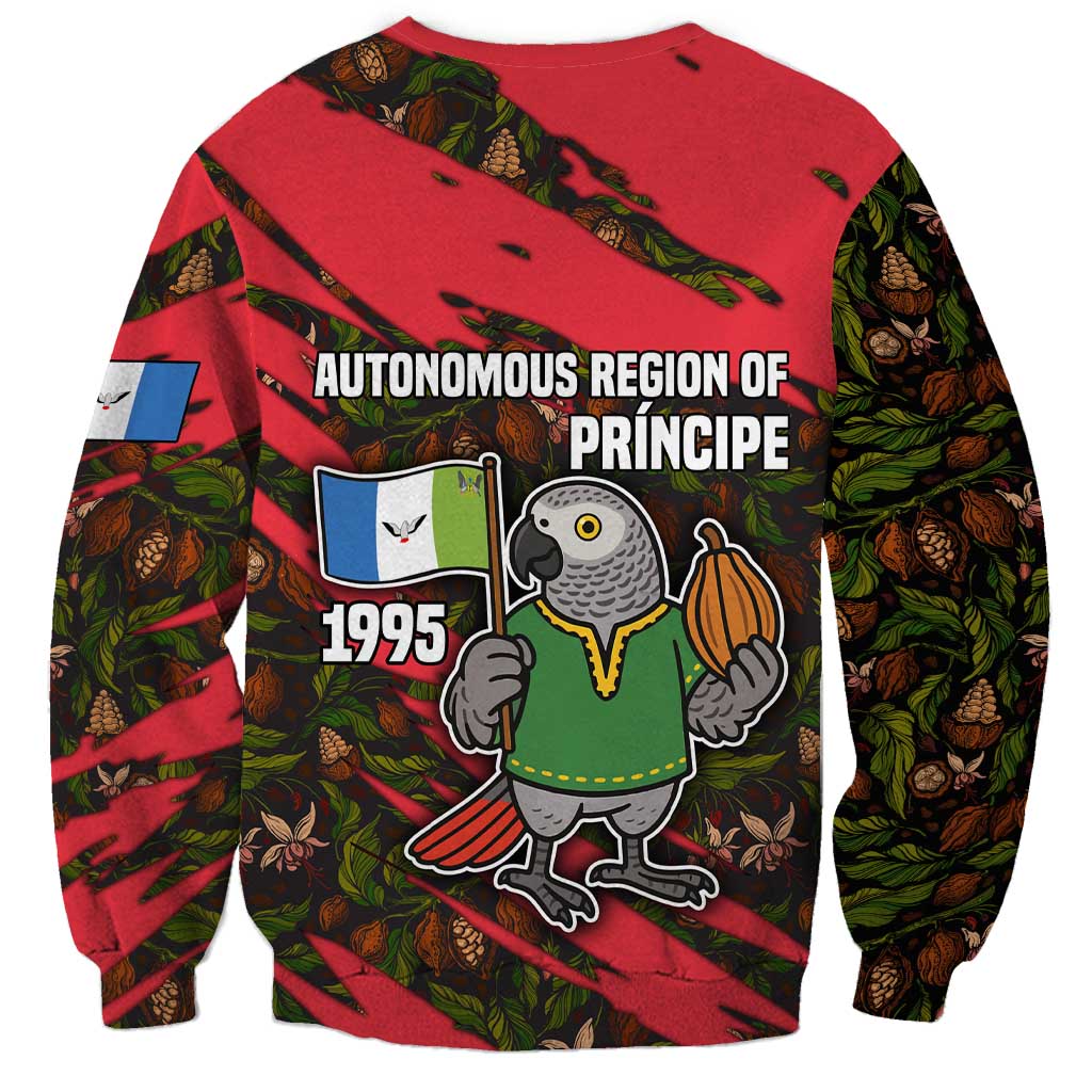 Principe Autonomous Region Sweatshirt with Parrot Cacao and 1995 Flag Design - Wonder Print Shop