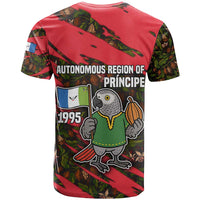 Principe Autonomous Region T Shirt with Parrot Cacao and 1995 Flag Design - Wonder Print Shop