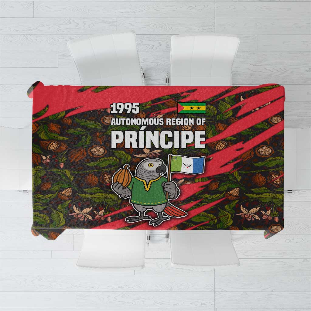 Principe Autonomous Region Tablecloth with Parrot Cacao and 1995 Flag Design - Wonder Print Shop