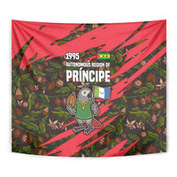 Principe Autonomous Region Tapestry with Parrot Cacao and 1995 Flag Design - Wonder Print Shop