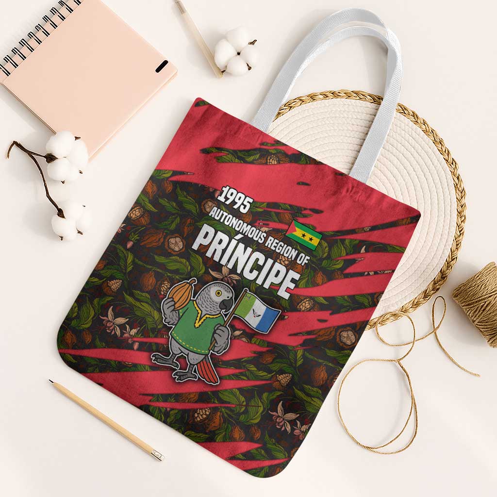 Principe Autonomous Region Tote Bag with Parrot Cacao and 1995 Flag Design - Wonder Print Shop