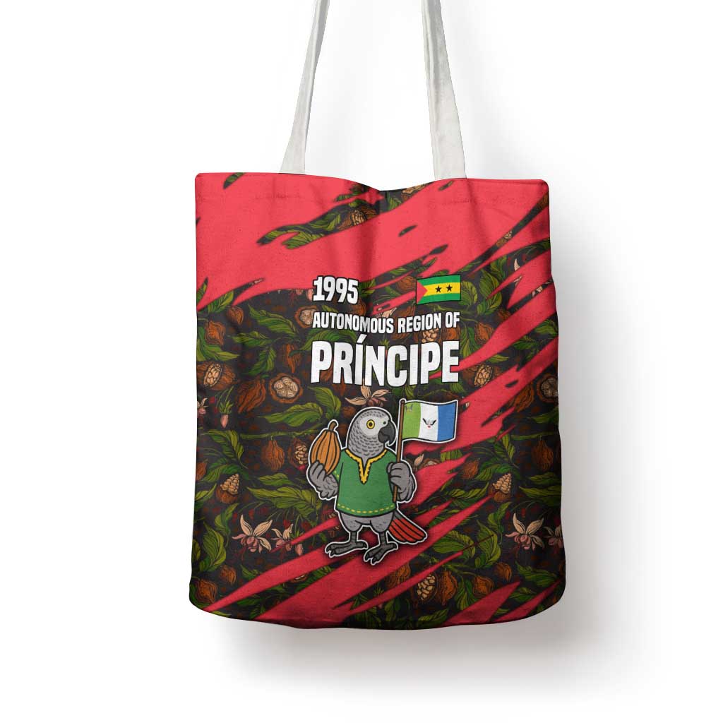 Principe Autonomous Region Tote Bag with Parrot Cacao and 1995 Flag Design - Wonder Print Shop