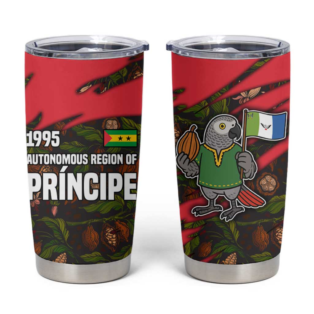 Principe Autonomous Region Tumbler Cup with Parrot Cacao and 1995 Flag Design - Wonder Print Shop