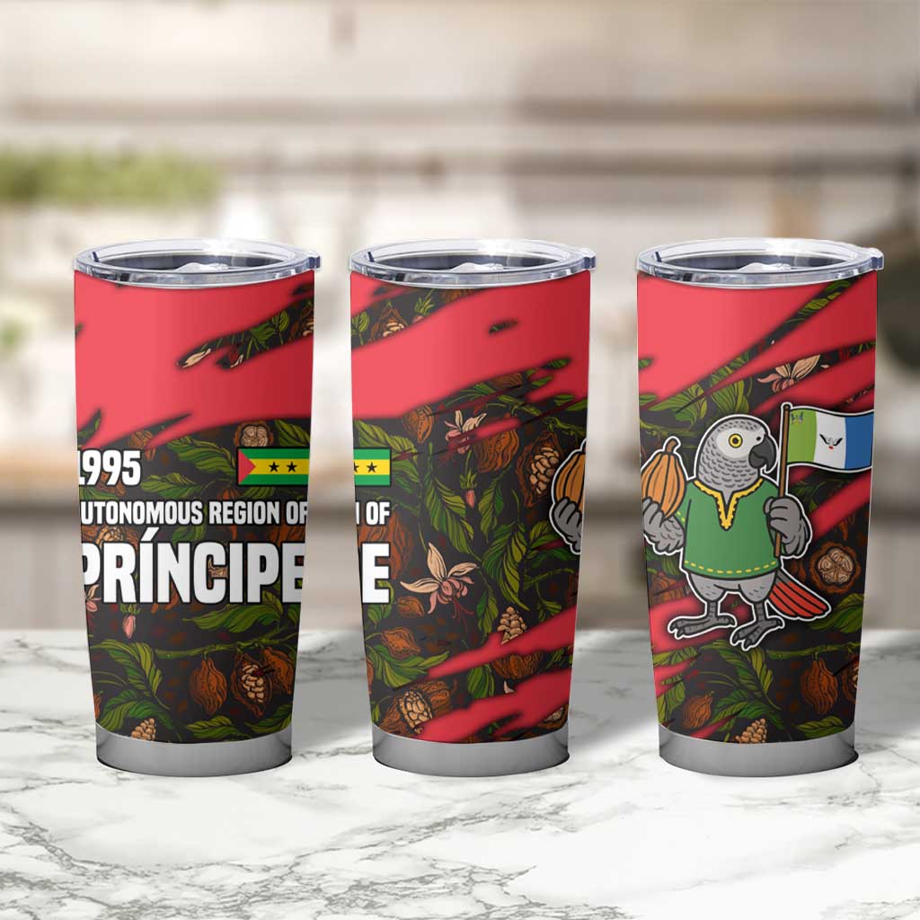 Principe Autonomous Region Tumbler Cup with Parrot Cacao and 1995 Flag Design - Wonder Print Shop