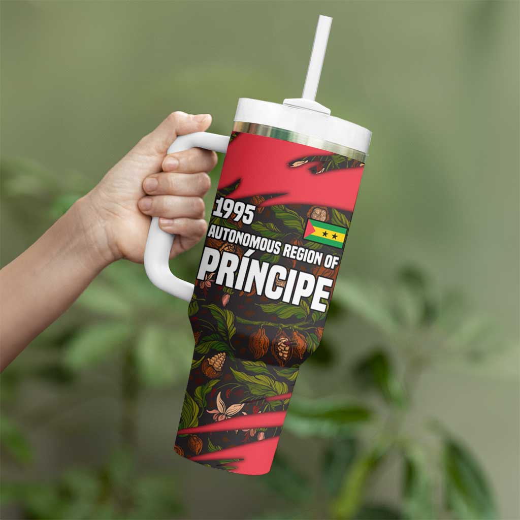 Principe Autonomous Region Tumbler With Handle with Parrot Cacao and 1995 Flag Design - Wonder Print Shop
