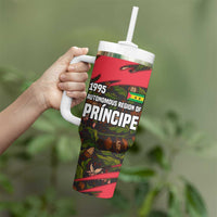 Principe Autonomous Region Tumbler With Handle with Parrot Cacao and 1995 Flag Design - Wonder Print Shop