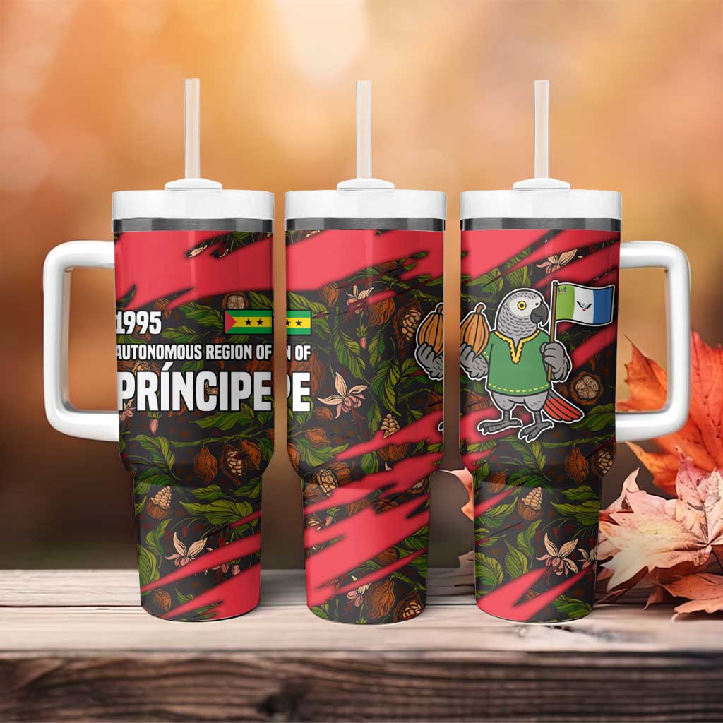 Principe Autonomous Region Tumbler With Handle with Parrot Cacao and 1995 Flag Design - Wonder Print Shop