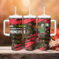 Principe Autonomous Region Tumbler With Handle with Parrot Cacao and 1995 Flag Design - Wonder Print Shop