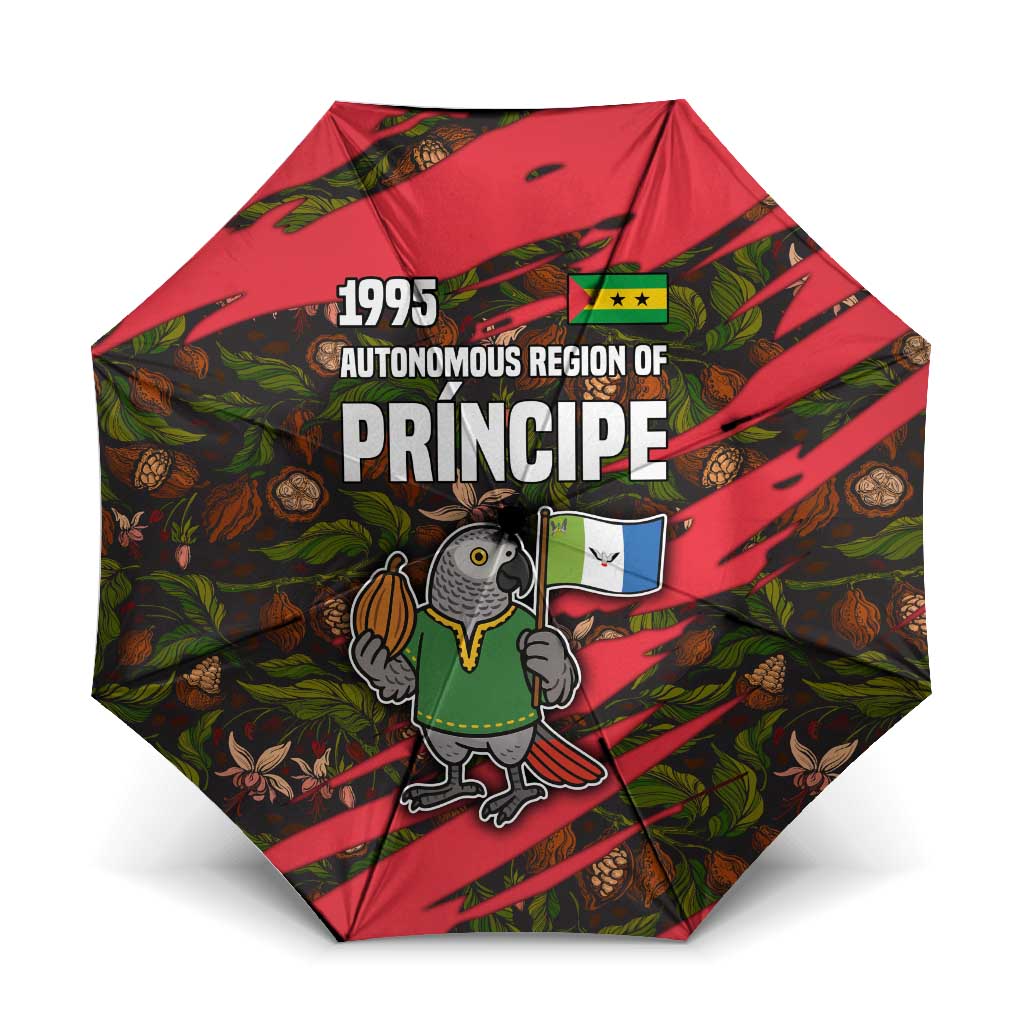 Principe Autonomous Region Umbrella with Parrot Cacao and 1995 Flag Design - Wonder Print Shop