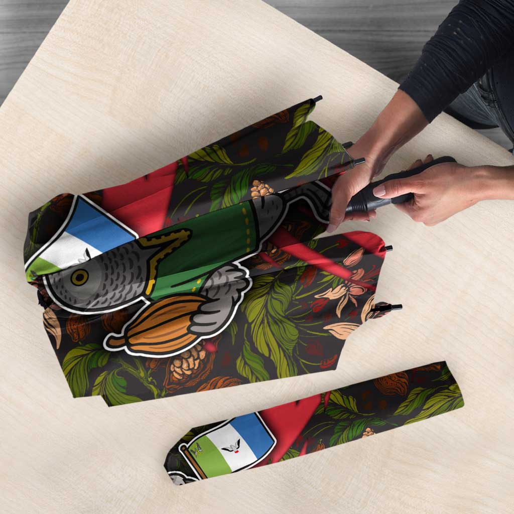 Principe Autonomous Region Umbrella with Parrot Cacao and 1995 Flag Design - Wonder Print Shop