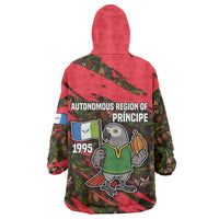 Principe Autonomous Region Wearable Blanket Hoodie with Parrot Cacao and 1995 Flag Design - Wonder Print Shop