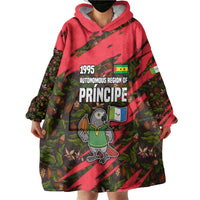 Principe Autonomous Region Wearable Blanket Hoodie with Parrot Cacao and 1995 Flag Design - Wonder Print Shop