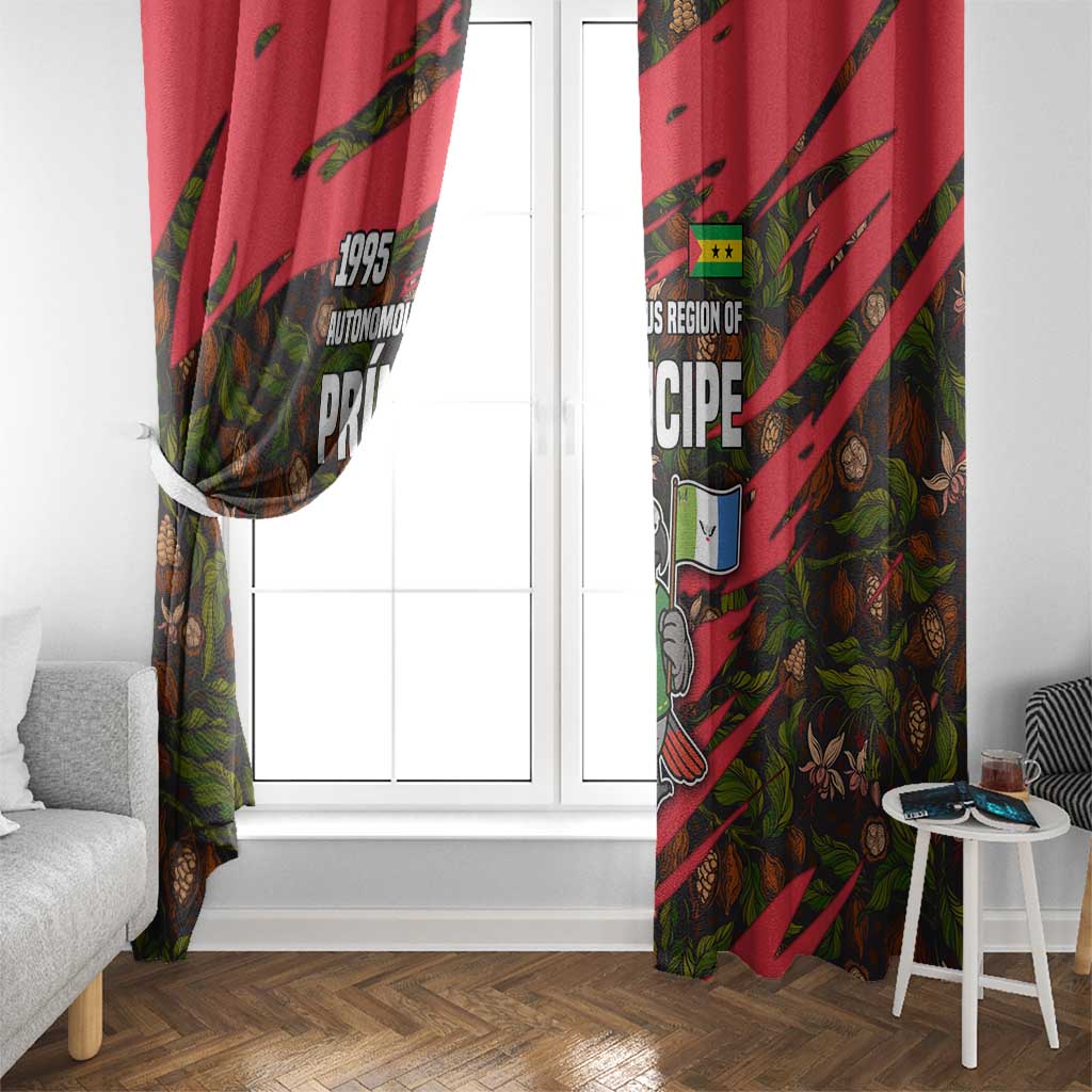 Principe Autonomous Region Window Curtain with Parrot Cacao and 1995 Flag Design - Wonder Print Shop