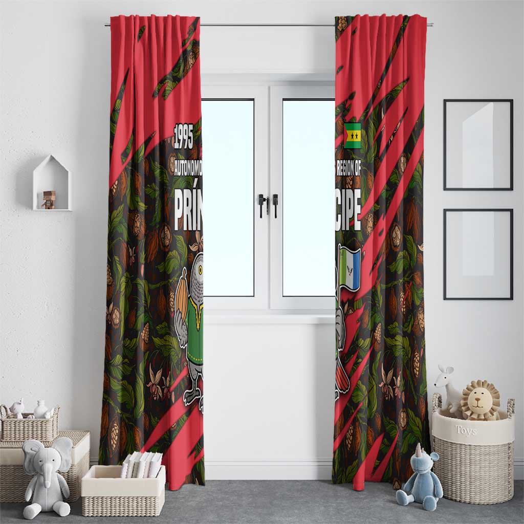 Principe Autonomous Region Window Curtain with Parrot Cacao and 1995 Flag Design - Wonder Print Shop