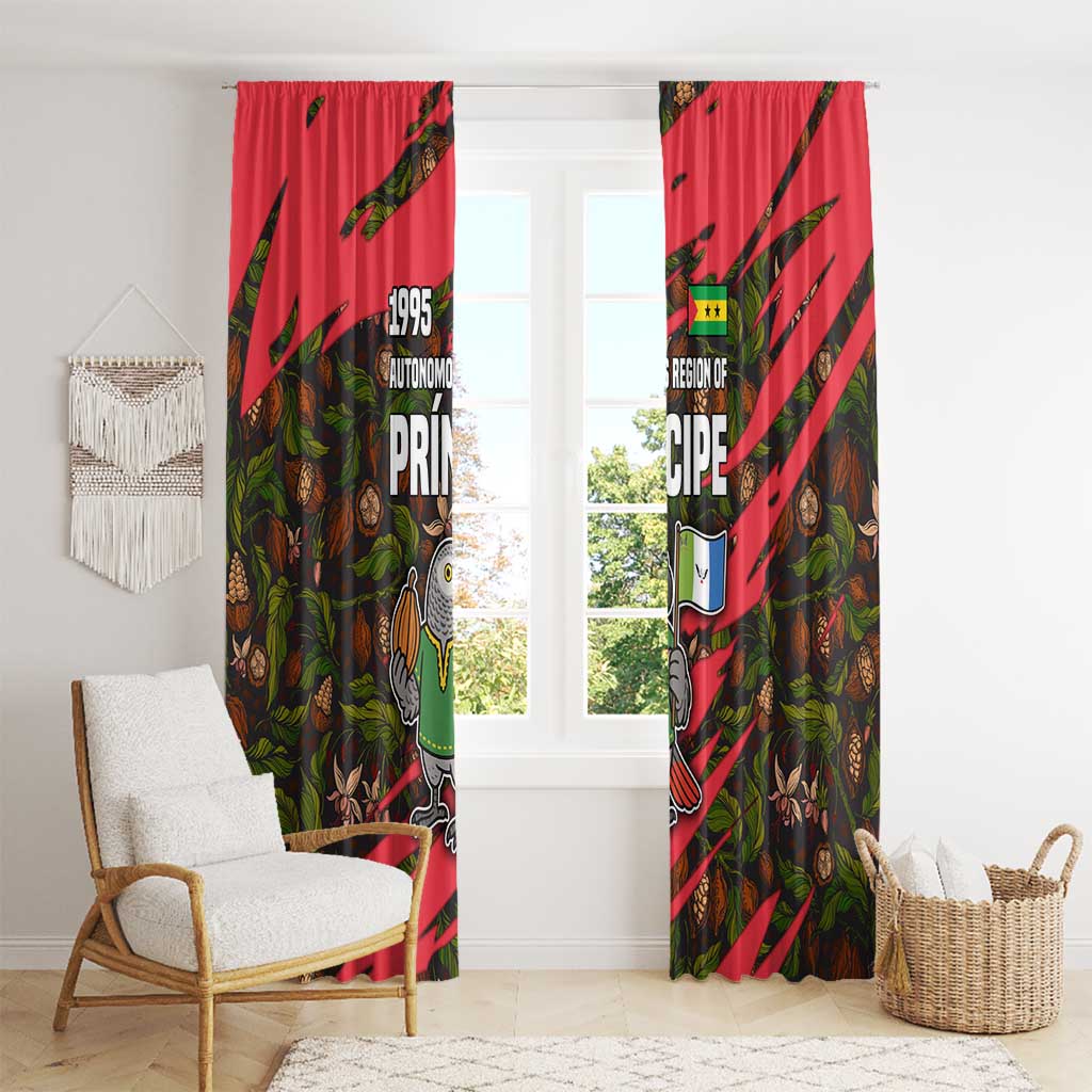 Principe Autonomous Region Window Curtain with Parrot Cacao and 1995 Flag Design - Wonder Print Shop