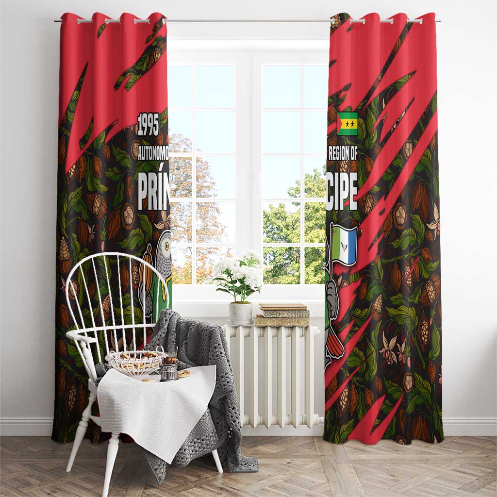 Principe Autonomous Region Window Curtain with Parrot Cacao and 1995 Flag Design - Wonder Print Shop