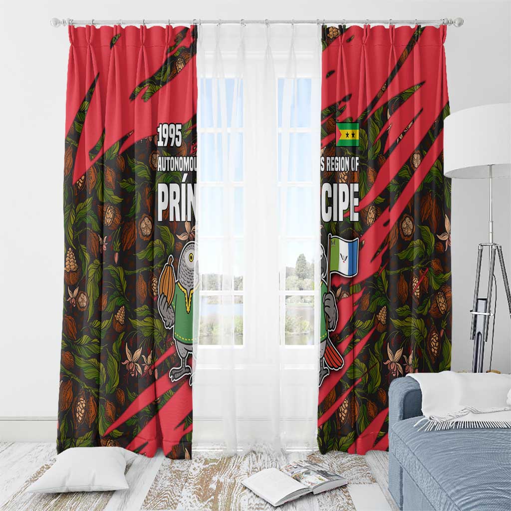Principe Autonomous Region Window Curtain with Parrot Cacao and 1995 Flag Design - Wonder Print Shop