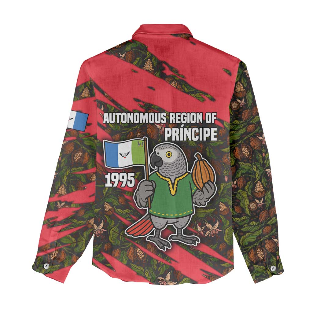 Principe Autonomous Region Women Casual Shirt with Parrot Cacao and 1995 Flag Design - Wonder Print Shop