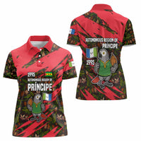 Principe Autonomous Region Women Polo Shirt with Parrot Cacao and 1995 Flag Design - Wonder Print Shop