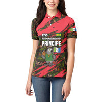 Principe Autonomous Region Women Polo Shirt with Parrot Cacao and 1995 Flag Design - Wonder Print Shop