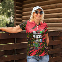 Principe Autonomous Region Women Polo Shirt with Parrot Cacao and 1995 Flag Design - Wonder Print Shop