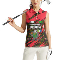 Principe Autonomous Region Women Sleeveless Polo Shirt with Parrot Cacao and 1995 Flag Design - Wonder Print Shop