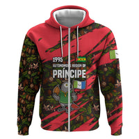 Principe Autonomous Region Zip Hoodie with Parrot Cacao and 1995 Flag Design - Wonder Print Shop